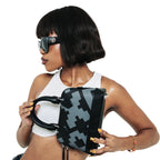 EMBOSSED DOME BAG - BLACK & GREY