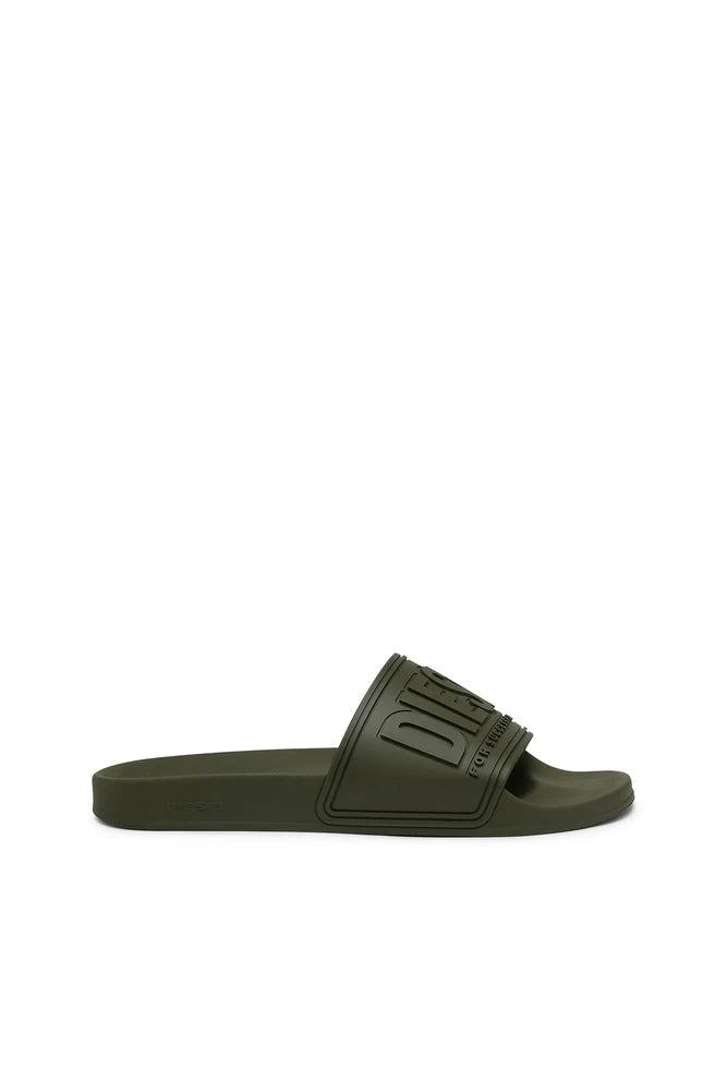 DIESEL SA-MAYEMI-POOL SLIDES WITH 3D LOGO "GREEN"