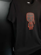 KARL LAGERFELD LOGO PRINT JERSEY T SHIRT-BLACK