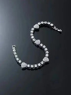 Retro Punk Rhinestone Heart Necklace Chain