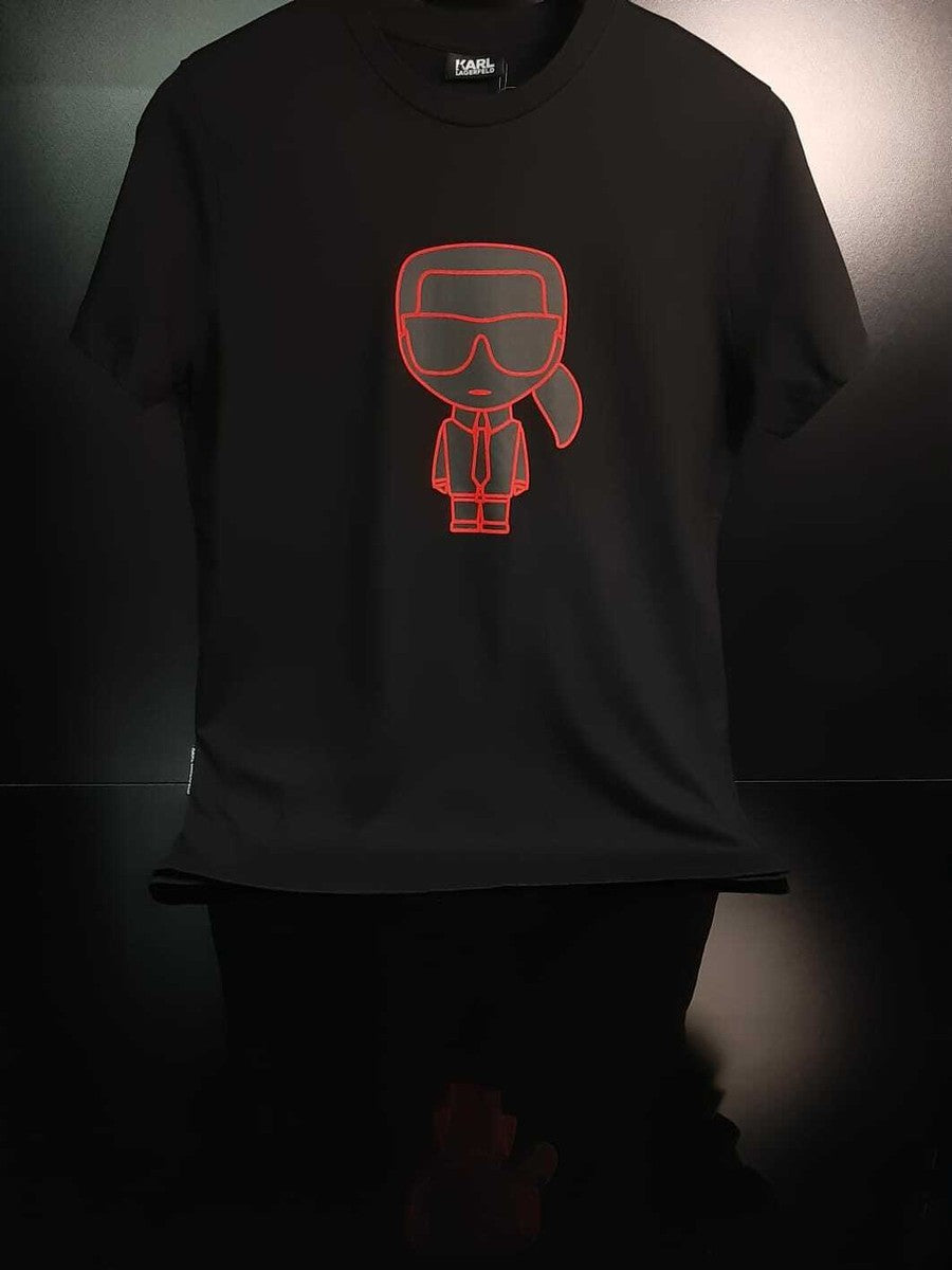 KARL LAGERFELD LOGO PRINT JERSEY T SHIRT-BLACK