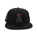Black Los Angeles Angels Red Bottom 50th Anniversary New Era Fitted Cap