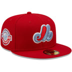 Men's Montreal Expos New Era Scarlet Patch Blue Undervisor 59FIFTY - Fitted Hat