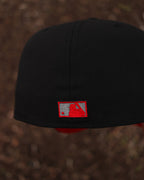 Black Los Angeles Angels Red Bottom 50th Anniversary Patch New Era 59Fifty Fitted