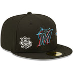 MIAMI MARLINS Men's New Era Black Miami Marlins Identity 59FIFTY Fitted Hat