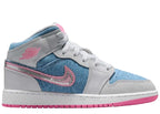 AIR JORDAN 1 MID DENIM SEQUIN “CobaltBliss/Pink Glow”