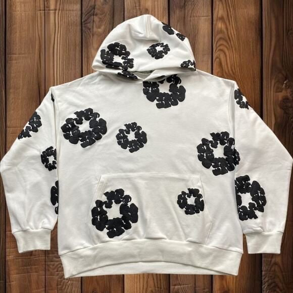 Denim Tears Wreath-Print “White & Black” hoodie
