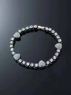 Retro Punk Rhinestone Heart Necklace Chain