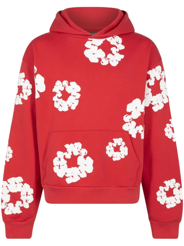 Denim Tears Wreath-Print “Red & White” hoodie