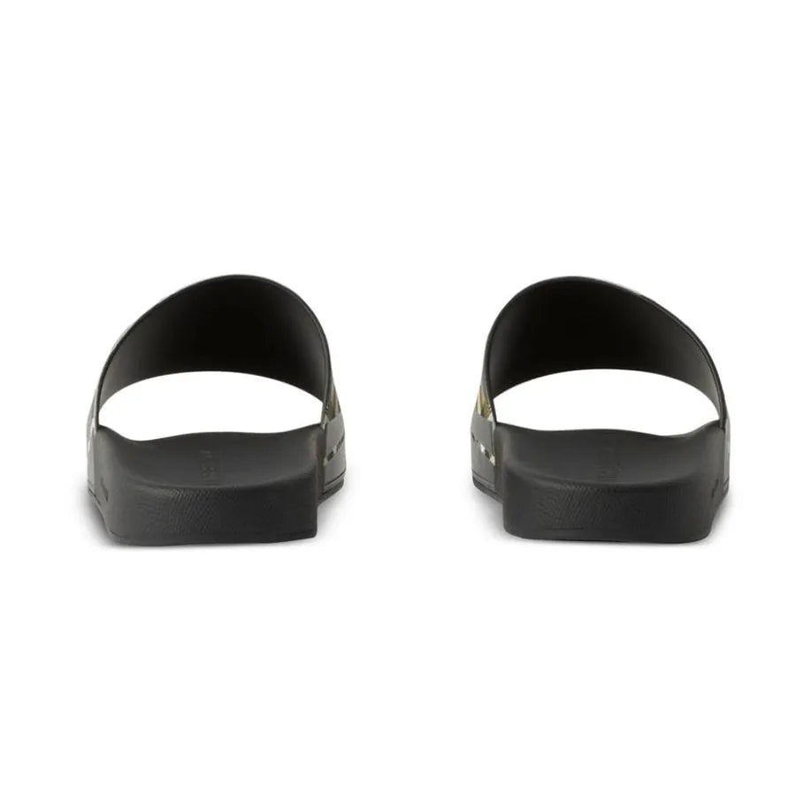 Burberry Sliced Check Print Black Slides (With Box)
