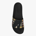 Burberry Sliced Check Print Black Slides (With Box)