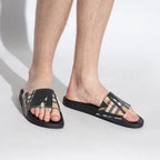 Burberry Sliced Check Print Black Slides (With Box)