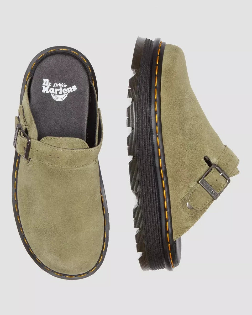 Zebzag Muted Olive Suede Mules
