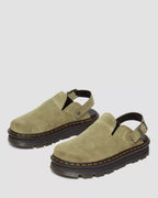 Zebzag Muted Olive Suede Mules