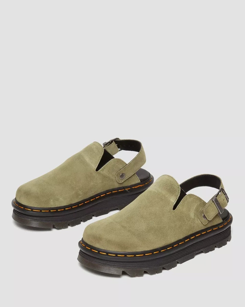 Zebzag Muted Olive Suede Mules