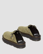 Zebzag Muted Olive Suede Mules