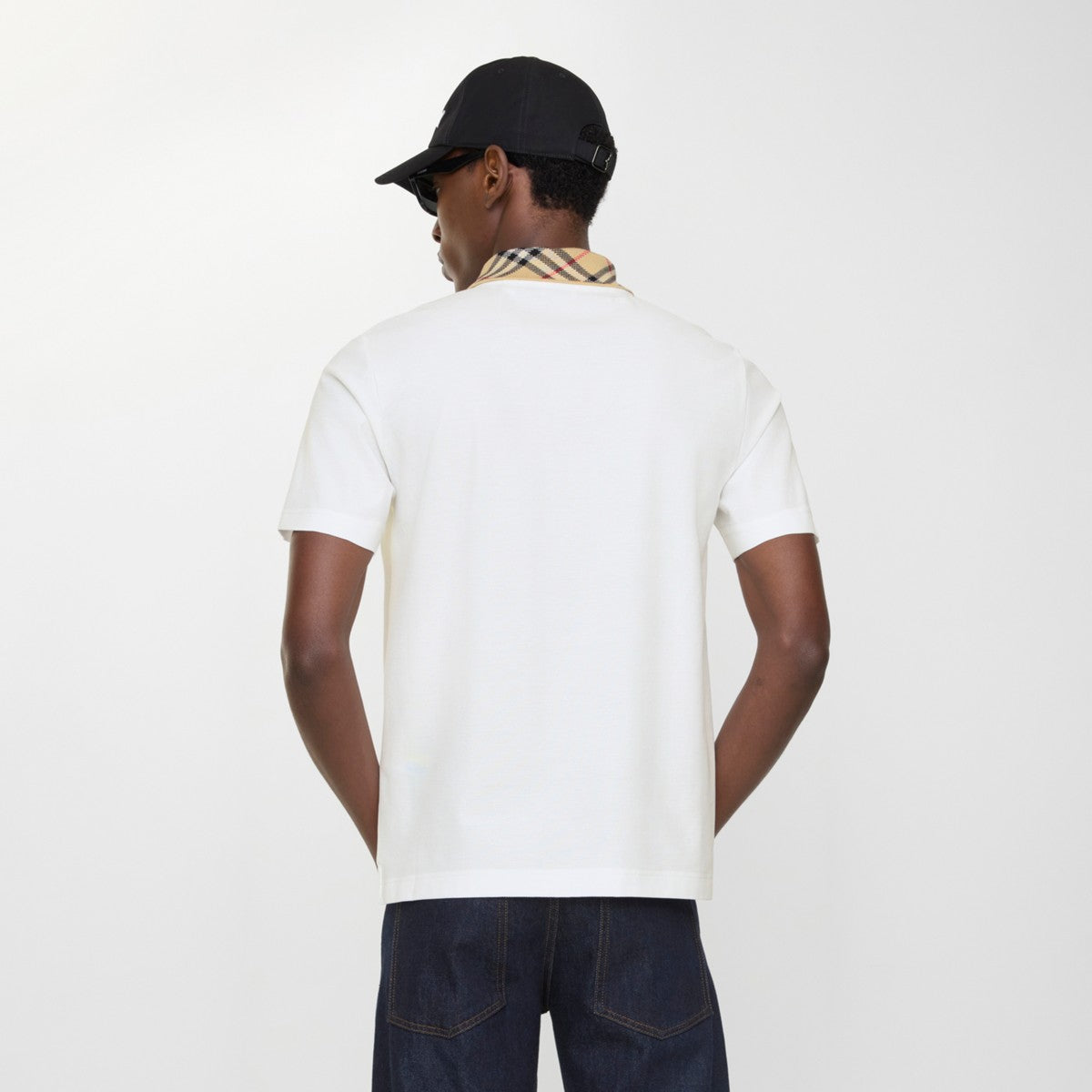 Burberry Check Collar Cotton Polo Shirt