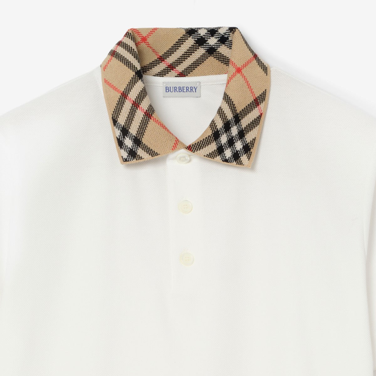 Burberry Check Collar Cotton Polo Shirt