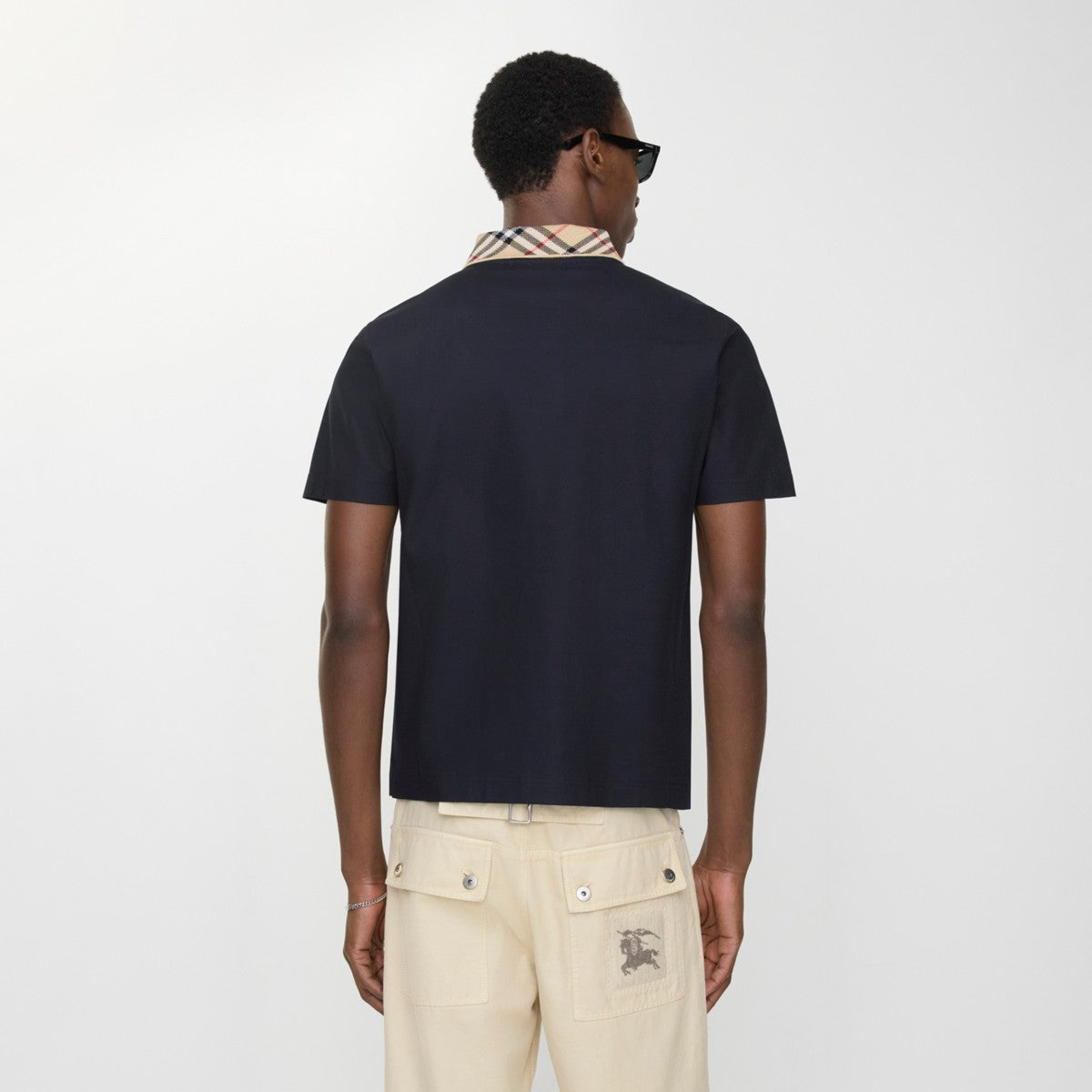 Burberry Check Collar Cotton Polo Shirt