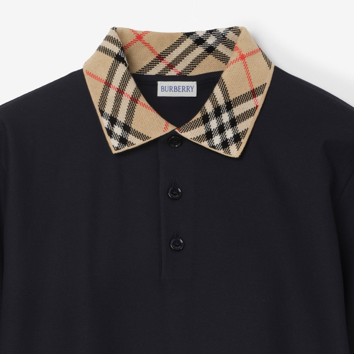 Burberry Check Collar Cotton Polo Shirt