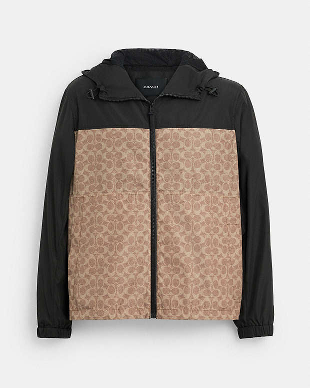 COACH Signature Full Zip Windbreaker in Recycled Polyester