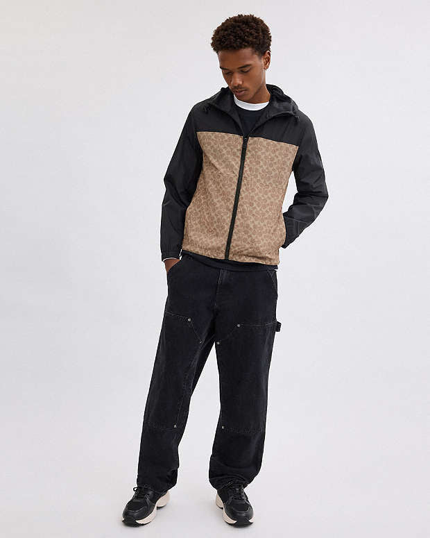 COACH Signature Full Zip Windbreaker in Recycled Polyester