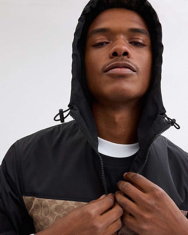 COACH Signature Full Zip Windbreaker in Recycled Polyester