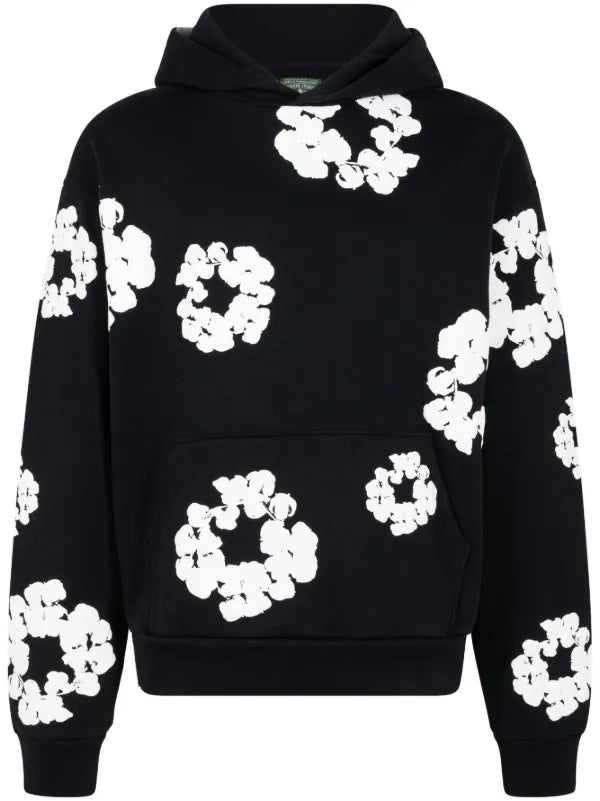 Denim Tears Wreath-Print “Black & White” hoodie
