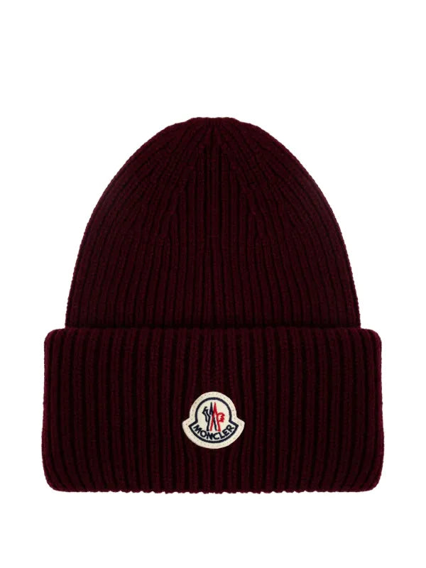 Moncler ribbed logo-patch beanie