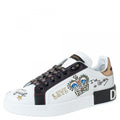 Dolce & Gabbana White Leather Crown Patch Lace Up Sneakers