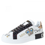 Dolce & Gabbana White Leather Crown Patch Lace Up Sneakers