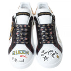 Dolce & Gabbana White Leather Crown Patch Lace Up Sneakers