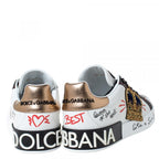 Dolce & Gabbana White Leather Crown Patch Lace Up Sneakers