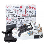 Dolce & Gabbana White Leather Crown Patch Lace Up Sneakers