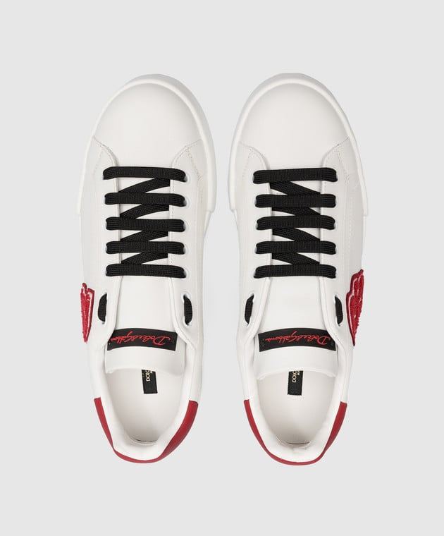 Dolce & Gabbana Portofino white leather sneakers with DG logo patch