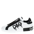 Dolce and Gabbana Black/White Leather Logo Detail Low Top Sneakers