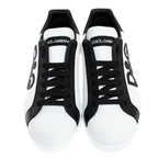 Dolce and Gabbana Black/White Leather Logo Detail Low Top Sneakers