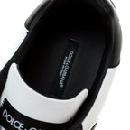 Dolce and Gabbana Black/White Leather Logo Detail Low Top Sneakers