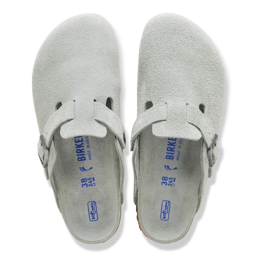 Birkenstock Boston buckle suede clogs