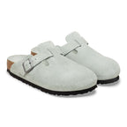 Birkenstock Boston buckle suede clogs