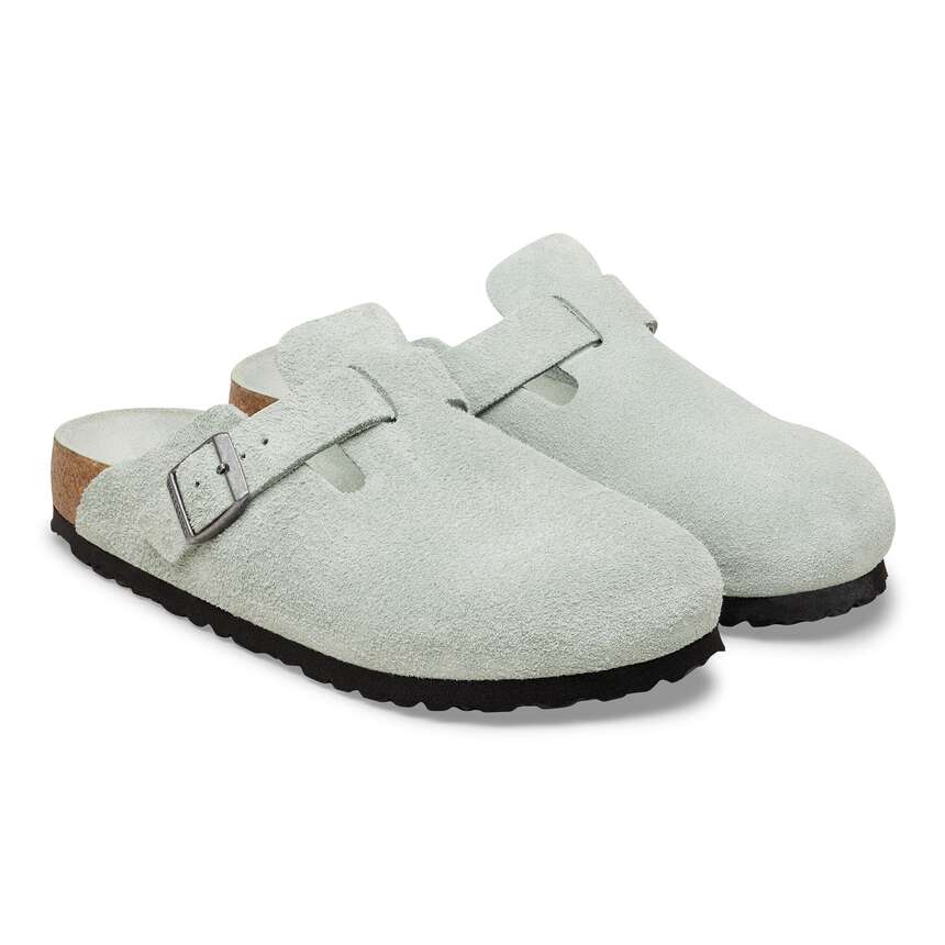 Birkenstock Boston buckle suede clogs