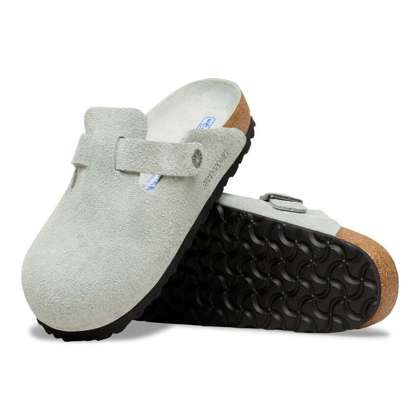 Birkenstock Boston buckle suede clogs