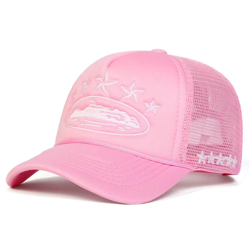 Corteiz Alcatraz Trucker Hat- Pink/White