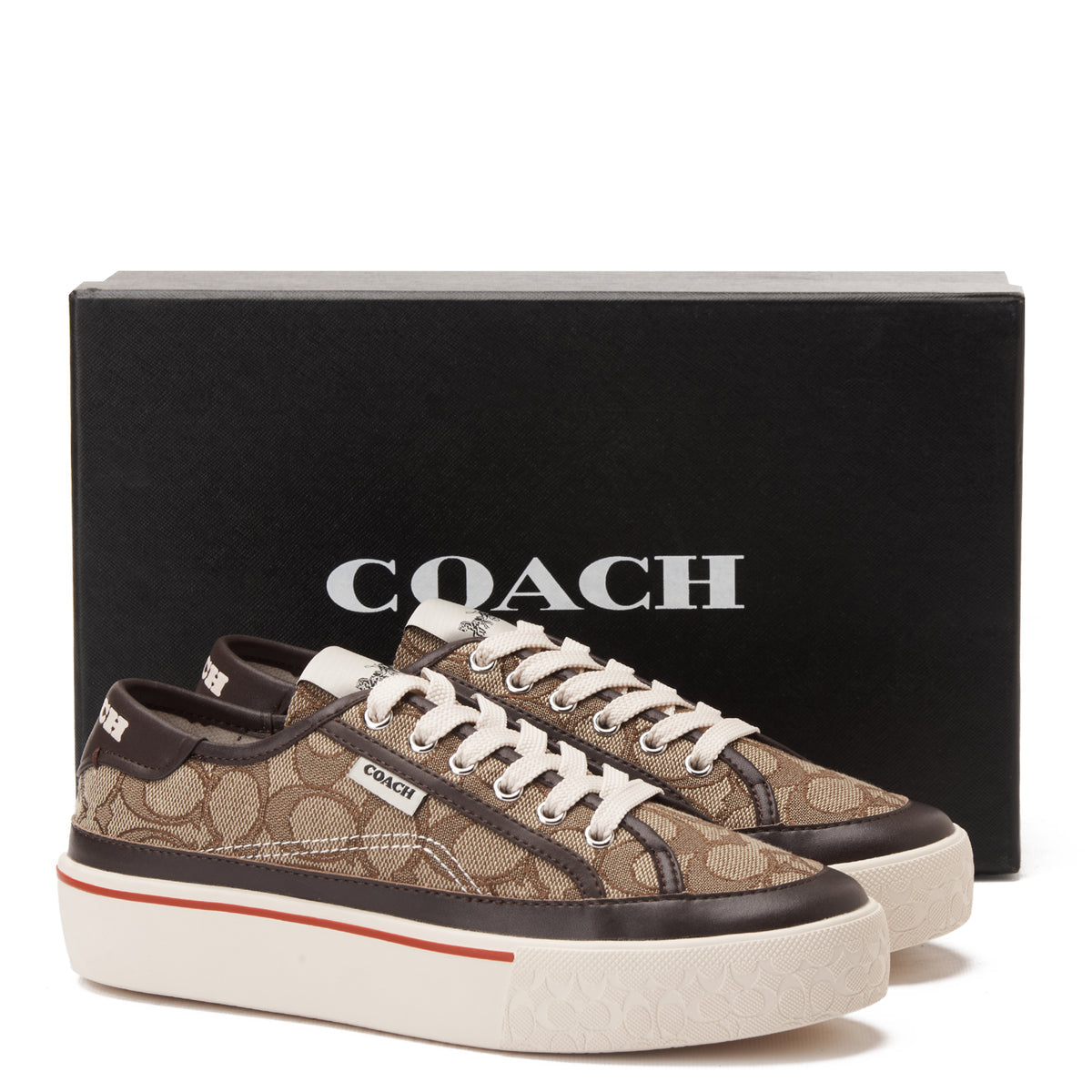 Brown Coach Citysole Platform Jacquard Sneakers