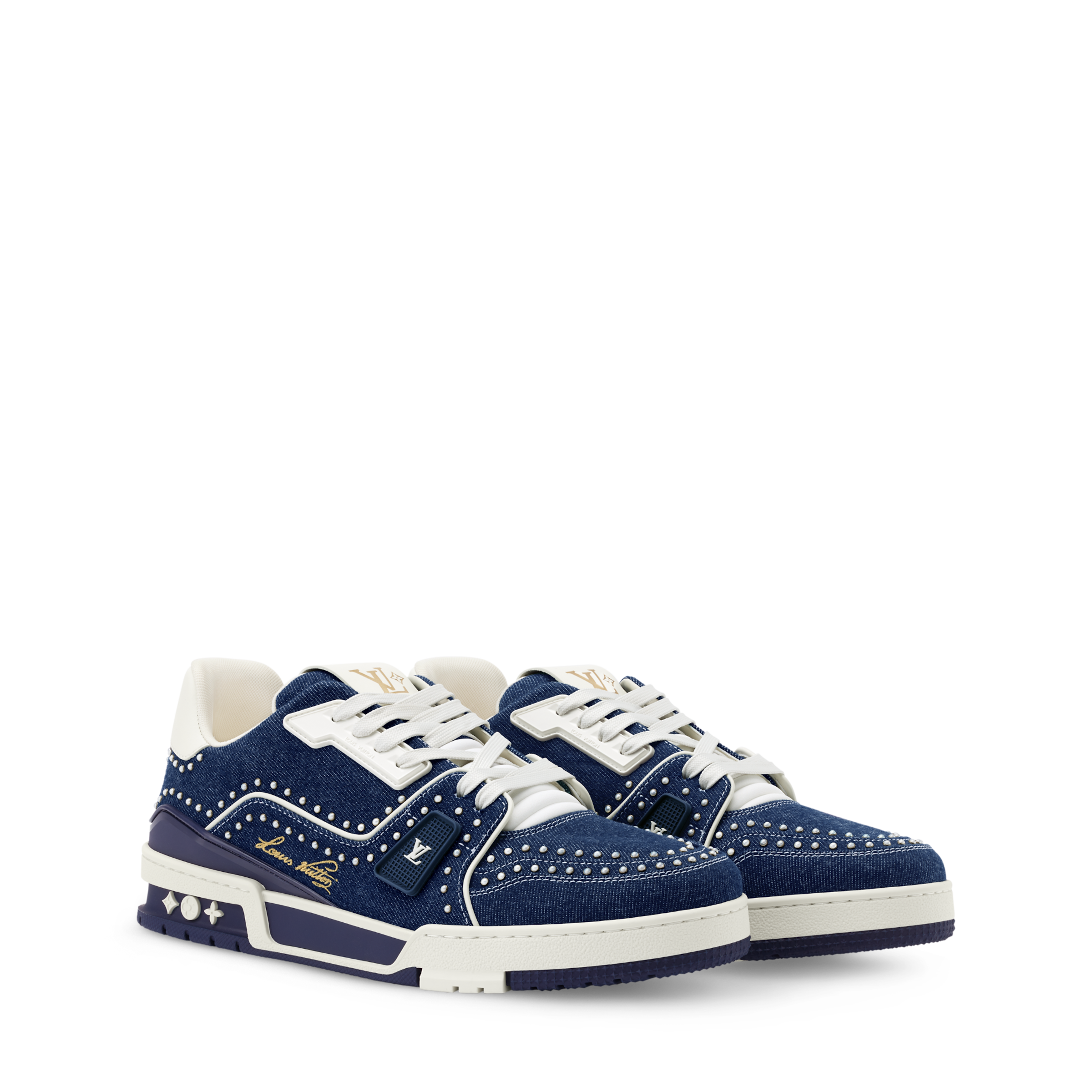 LOUIS VUITTON DENIM TRAINERS ‘INDIGO BLUE’ FULLY BOXED