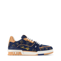LOUIS VUITTON DENIM TRAINERS ‘CALF LEATHER TRIM’ FULLY BOXED