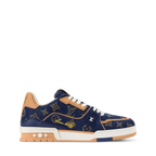 LOUIS VUITTON DENIM TRAINERS ‘CALF LEATHER TRIM’ FULLY BOXED